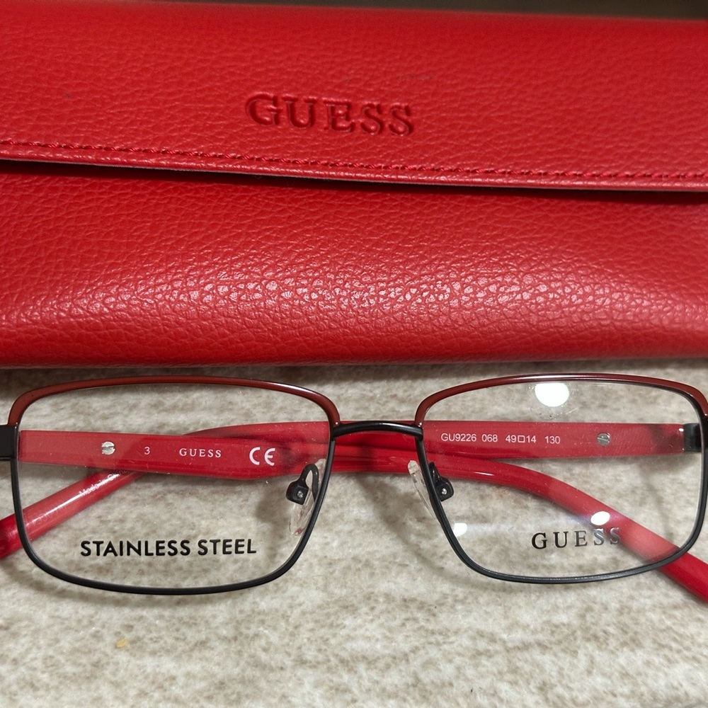 Guess Red Sunglasses with Stylish Frame and Case
